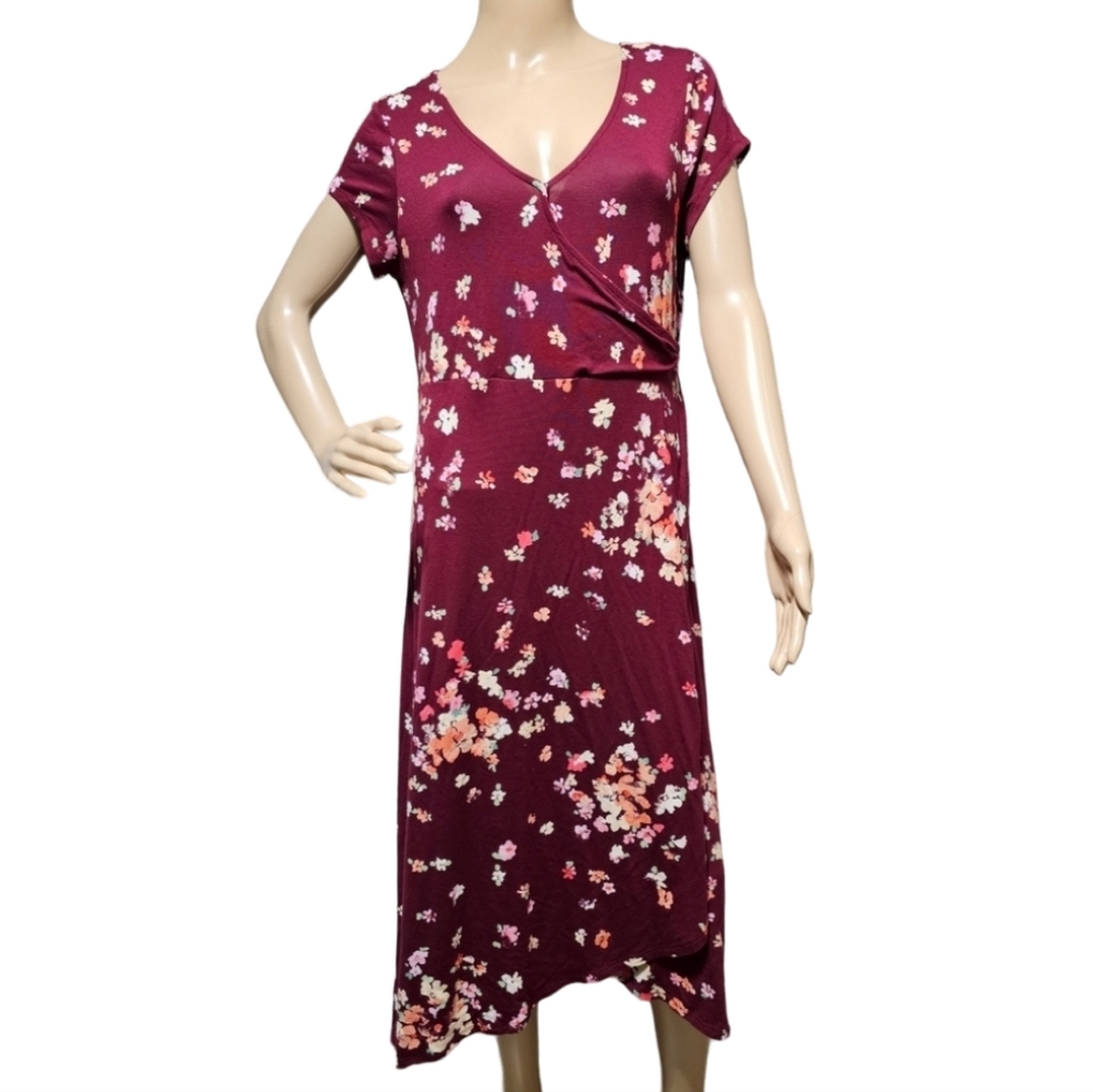 NWT Women's a:glow Maroon Floral Maternity Maxi Dress